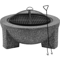 Dellonda Round MgO Fire Pit with BBQ Grill, Ø75cm, Safety Mesh Screen