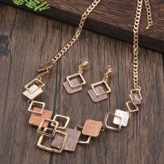 Multicoloured Jewellery Sets Shein 3pcs/set Square Decor Jewelry Set