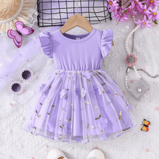 Ruffles Dresses Shein Baby Girl Gorgeous Elegant Summer Sleeveless Dress With Flower Embroidery Mesh And Gauze Patchwork