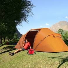 Shein Outsunny Man Camping Tent W Two Bedroom Hiking Sun Shelter UV Protection Tunnel Tent Blue And White
