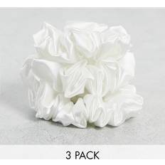 Klassiska hårsnoddar i satin, medium, 3-pack-Vit/a