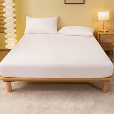 Shein 1pc Solid Color Fitted Sheet, Bedding, Mattress Cover, Soft And Comfortable Bedding For Bedroom, Mattress Protector For Bedroom, Skin-Friendly Fitted Sheet, For All Seasons Dustproof Non-Slip Bedspread, Fitted Bottom Sheet For Twin, Full, King, Queen Size, Machine Washable,(Without Pillowcase), Ideal Easter Gift, For Mother's Day Gift, Perfect Holiday Gift, Mattress Cover White