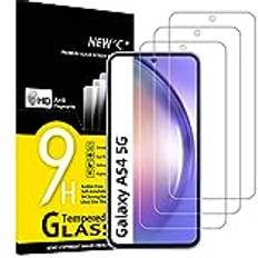 New'C 3 Pack, skärmskydd i glas för Samsung Galaxy A54 5G, bubbelfri, 9H hårdhet, 0,33 mm ultratransparent, ultrabeständigt härdat glas