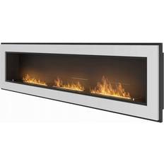 White Ethanol Fireplaces Fireplace Bio Ethanol Biofire bioethanol 1800x400 WHITE Frame Glass 180 1.8