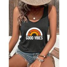 Shein Överdelar Shein Women Summer Letter Print Round Neck Casual Tank Top