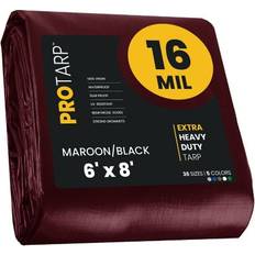 Plastic Storage Tents Protarp 6 ft. 8 ft. Maroon 16 mil Heavy Duty Tarp, UV Resistant, Rip