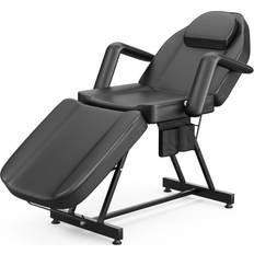 Massage Tables & Accessories Inbox Zero Salon Beauty Bed, Massage chair with storage pocket, Adjustable 3-Section Massage Table with Detachable Head Cushion, Professional Tattoo Chair, Facia Black 600cm H X 32cm W X 180cm D