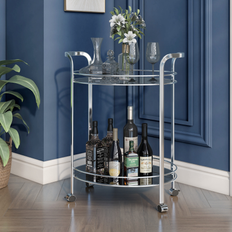 Glass - Silver Trolley Tables Silver Orchid O'Fredericks Contemporary Chrome 2-Shelf Cart Trolley Table