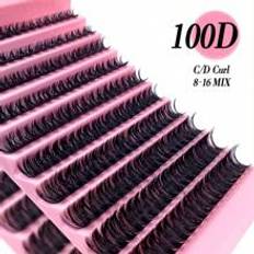 Shein Mixed Length 8-16mm 100d Individual False Eyelash Extension, C/D Curl, 0.07mm Thickness. 10 Rows/Set, 180 Clusters Which Are Waterproof And Made Of Mi