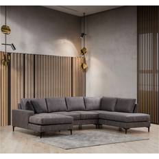 Asir Group INC Anthracite Sectional Corner 35.4331 H x 123.622 W x 35.4331 D in Brown Sofa 3 Seater