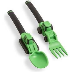 Dinneractive utensil set for kids construction themed fork and spoon green 0.15 pounds