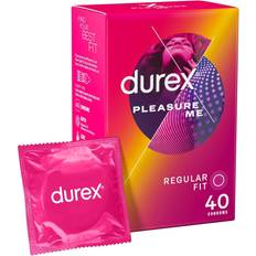 Durex Pleasure Me Condoms, Regular Fit, 40s, Easy On Shape, Dotted and Ribbed, With Extra Silicone Lube