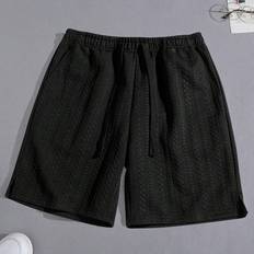 Shein Mens Casual Solid Color Jacquard Shorts With Pockets Summer