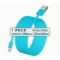 Shein mmm Super Long Charger Cable Compatible With IPhone Multicolor Cords Compatible With IPhone Fast Charging High Speed Data Sync USB Cable Compatible Wi