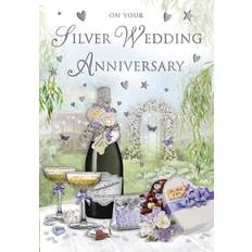 Regal silver wedding anniversary card 9" x 6" free p&p