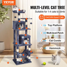 VEVOR cat tree 63" cat tower with 2 cat condos sisal scratching post light