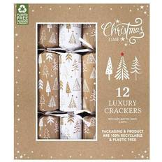 Brown Cards & Invitations Harvey & Mason 12 eco-friendly christmas crackers brown and white craft card recyclable luxury