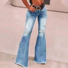 Shein Jeans Shein Frayed Edge Flared Jeans With Ripped Details