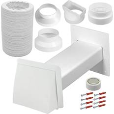 White Goods Accessories Spares2Go Air conditioner external vent kit 4" 5" 6" 100mm 125mm 150mm wall duct white