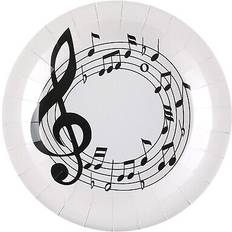 Festprodukter Santex Music party paper plates black white pop classical jazz opera musical notes x 10