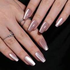 Nagelprodukter Shein 30pcs Short Square Cat Eye False Nails With Sparkling Nail File Jelly Glue