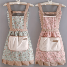 Blommiga Förkläden Shein 1pc Floral Pattern Apron, Canvas Floral Pattern Hand-Wiping Apron, Princess Style Waist Apron Förkläde Multifärgad