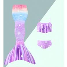 Lila Bikinis Barnkläder Shein Young Girl Random Scale Print Swimsuit Set
