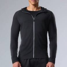 Shein Herren Outdoor Fitness Jacke, leichte Sonnenschutz Kapuzenjacke mit reflektierendem Reißverschluss, Lauf und Sportbekleidung