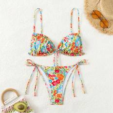 L Bikini Sets Shein Womens Floral Print Beachwear Bikini Set With Strap Bikini Set Summer Beach