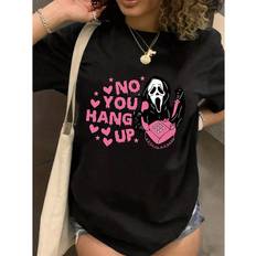 Shein T-shirts Shein Halloween Skull Love Letter Print Crew Neck Short Sleeve TShirt