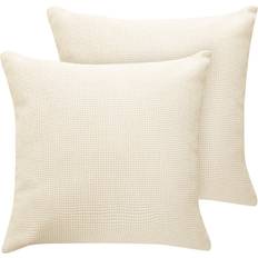 of 2 Functional Square Pillow Linen Invisible Zipper