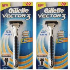 Gillette vector 3 razor lot of two handle sensor sensor excel 2 cartridges fship