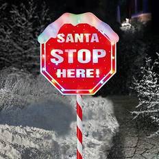 Premier Large light up santa stop here sign