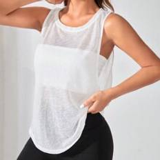 Fabric Tank Tops Shein Women Loose Round Neck Comfortable And Breathable Sleeveless Sports Tank Top For Summer Gym Top