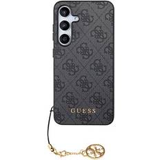 Guess Handyhüllen Guess Handyhülle Case Galaxy S24 grau Muster Kette goldfarbig