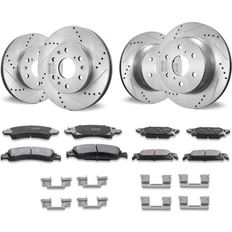 Brake System VEVOR Vevor drilled slotted front rear brake rotors pads kit