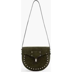 AllSaints Womens Olive Green Miro Stud-embellished Suede Saddle Bag 1 Size OLIVE GREEN