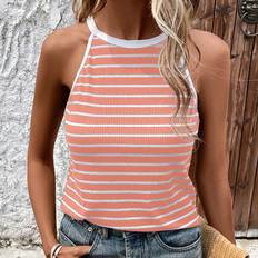 Stripes - Women Tank Tops Shein Striped Print Halter Casual Tank Top Summer