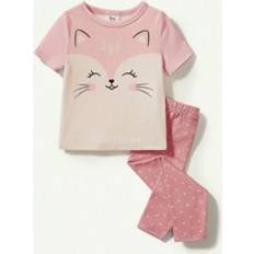 M Night Garments Shein Baby Girl Snug Fit Pajamas Set With Cartoon Fox Printed Round Neck Long Sleeve Top And Footed Pants