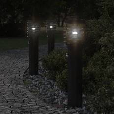 Negro Iluminaciones de Poste vidaXL Lámparas Suelo De Exterior Con Sensor Acero Negro 60 cm Poste de protección