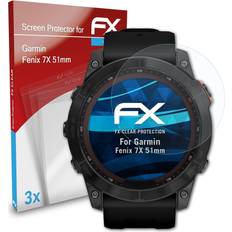 atFoliX 3x displayschutzfolie für garmin fenix 7x 51mm schutzfolie klar Transparent 51 mm