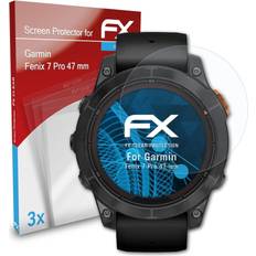 atFoliX 3x displayschutzfolie für garmin fenix 7 pro 47 mm schutzfolie klar Transparent