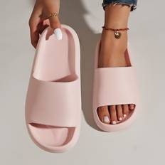 Shein Ladies Fashionable Solid Color Light Pink Minimalist Slippers