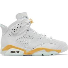 Polyurethane - Women Sneakers NIKE Air Jordan 6 Retro W - Pure Platinum/Glacier Blue/Metallic Gold