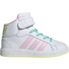 adidas Kid's Grand Court Mid - Cloud White/Clear Pink/Ice Yellow