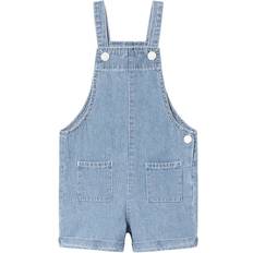 Bestickt Hosen Name It Bella Bib Shorts - Medium Blue Denim (13229334)