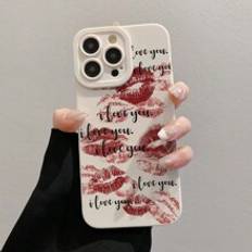 Shein Lip Painting Straight Edge Precision Hole Simple Black Anti-Fall Thickened Phone Case, Printed, Compatible With Iphone 15 XR/7/8 IPhone 15ProMax/12Pro