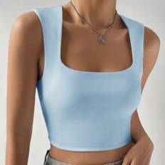 Slim Tank Tops Shein Balletcore Solid Crop White Tank Top