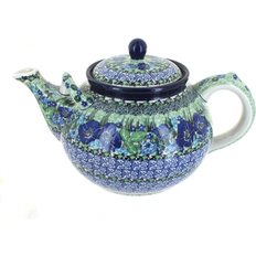 Freezer Safe Teapots Blue Rose Pottery Polish 444 Ceramika Artystyczna Sapphire Fields Large Teapot