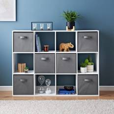 Spot on Dealz 12 Cube Storage Unit Case Grey/White Book Shelf 118cm